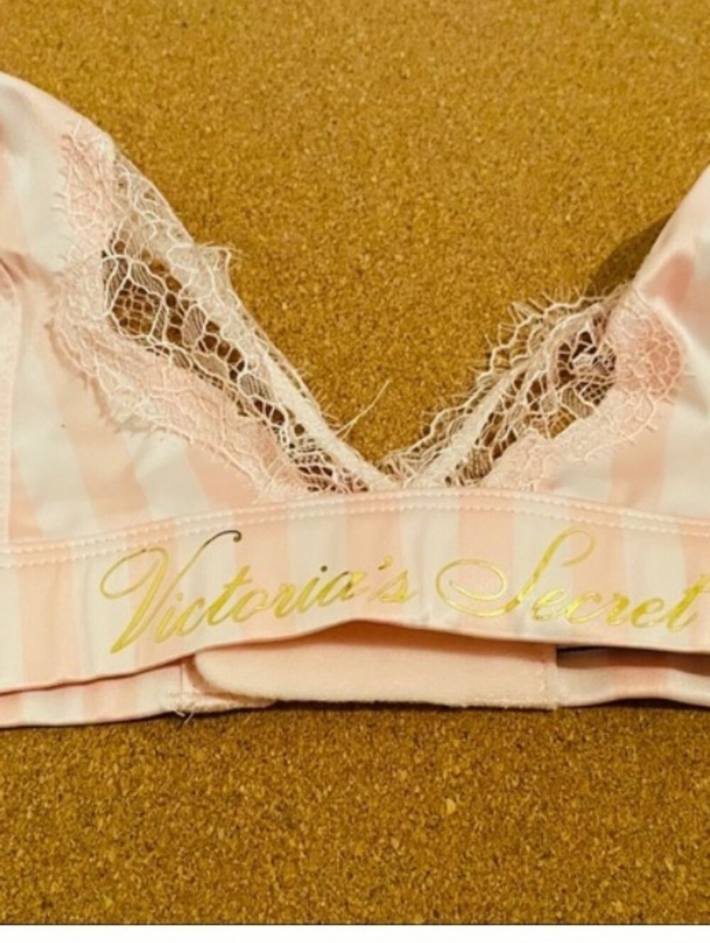 Victoria's Secret Pink & Gold Logo Lace Bralette
